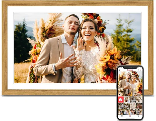 Vista 10 de Frameo Digital Frame WiFi, 15.6 inch Digital Picture Frame Large Display