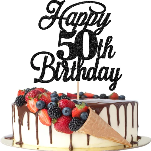 Vista 26 de Rsstarxi 1 paquete de decoración para tarta de cumpleaños 8 con purpurina negra de 8 años y fabulosos saludos a 8 años de edad, para celebrar el 8º