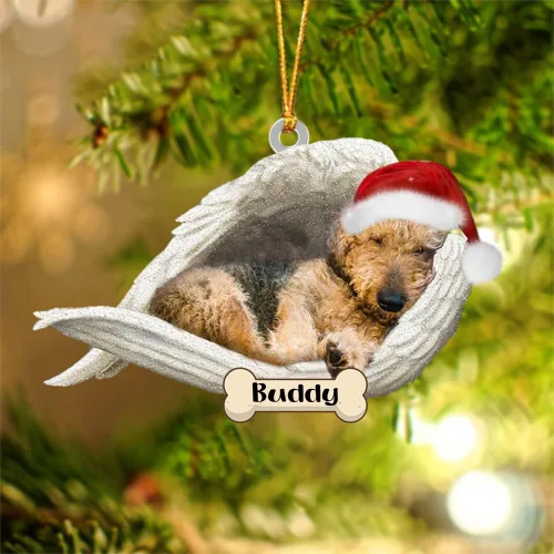 Vista 37 de Afghan Hounds - Adorno de Navidad con alas de ángel durmiente, recuerdo personalizado para perros 2024, adorno de forma acrílica, regalos