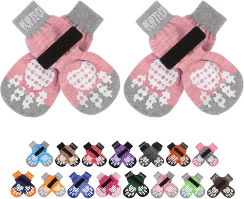 Vista 15 de PUPTECK Calcetines antideslizantes para perros con agarres de doble cara para perros pequeños, medianos y grandes, suelos de madera dura que evitan