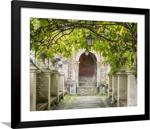 Vista 12 de ART.COM Impresión fotográfica de pared Italia, Lazio, Tivoli, Villa d'Este. Pasarela en los jardines de Villa d'Este. sobre marco negro por Julie