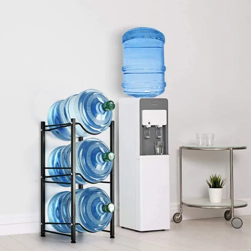 Vista 3 de LIANTRAL Estante para botellas de agua de 5 galones - Soporte desmontable resistente de 3 niveles para el hogar, oficina (negro)