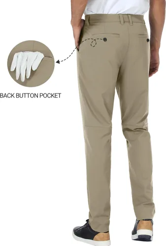 Vista 4 de SPECIALMAGIC Pantalones de golf elásticos para hombre, vestido de ajuste relajado, impermeable, casual, de secado rápido, pantalones de trabajo