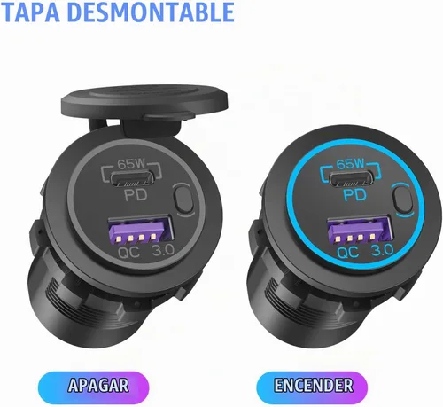 Vista 4 de Boostable - Toma de corriente USB C de 12 V de 65 W y puerto PD3.0 de carga rápida de 18 W, cargador USB 3.0 para portátiles, tabletas, teléfonos