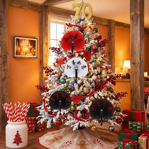 Vista 5 de Jetec 5 abanicos de mano plegables chinos, abanicos de mano de papel japonés oriental para decoración de fiestas de boda, juego de fanáticos
