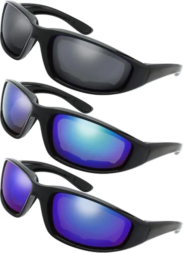 Vista 9 de Gafas de Motocicleta con Marco Acolchado y Lentes que Bloquean 100% UVB/UVB para Actividades al Aire Libre y Deportes 10-mate/negro brillante