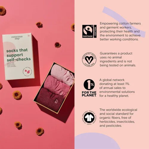 Vista 5 de Conscious Step Calcetines tobilleros de algodón orgánico de comercio justo para mujer, cada par ayuda a apoyar a nuestros socios sin fines de lucro