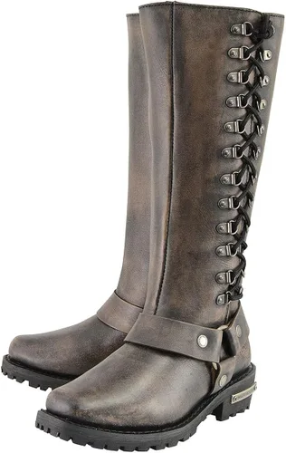 Vista 6 de Botas de piel con arnés y cordones completos, clásicas para mujer de Milwaukee Leather.