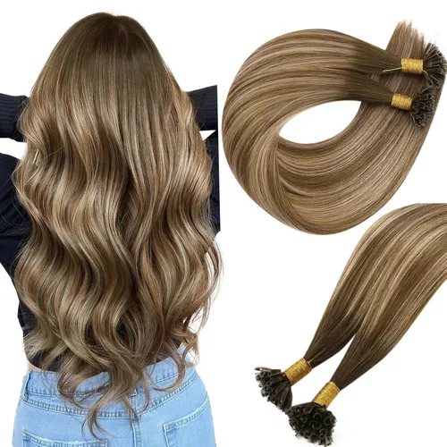 Vista 96 de Easyouth Extensión de cabello humano rubio con cola de caballo, extensiones de cabello humano rubio dorado con reflejos rubios, extensiones