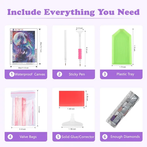 Vista 5 de SENQAO Kits de arte de diamantes de dragón para adultos – Kits de arte de diamantes 5D para bricolaje, pinturas de puntos de diamante con diamantes