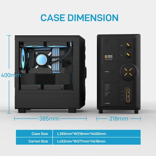 Vista 6 de ALSEYE Rams2.0 - Carcasa de PC de torre media Micro-ATX/ITX MATX, panel lateral de vidrio templado, filtros de polvo de control ARGB compatibles