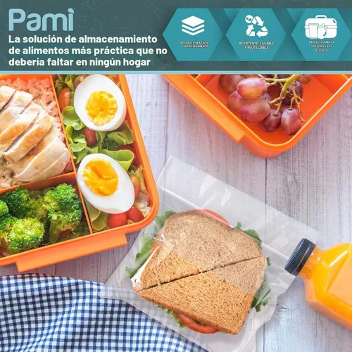 Vista 5 de PAMI - Bolsas de sándwich plegables, desechables, sin cremallera, fáciles de abrir, para el almuerzo, paquete de 200