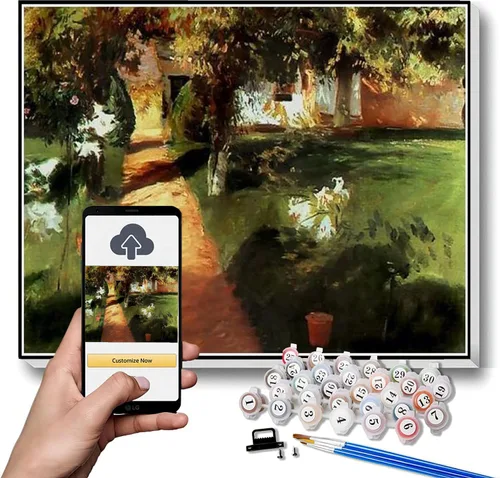 Vista 6 de Pintura de números para adultos, pintura de paisaje montañoso por Jean-Francois Millet Paint by Number Kit sobre lienzo para principiantes