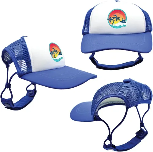 Vista 43 de Sunset Collection, sombreros de camionero de PupLid para perros (XXS) Protección solar elegante de alta calidad para el perro moderno, ajustable