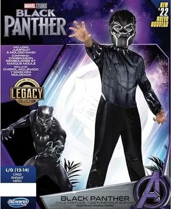Vista 6 de Marvel Black Panther Official Youth Value Costume - Printed Jumpsuit with Plastic Mask