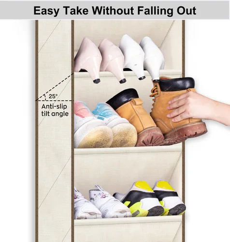 Vista 4 de SLEEPING LAMB Zapatero para puerta, organizador de zapatos para puerta de niños para colgar en el armario, almacenamiento estrecho para zapatos