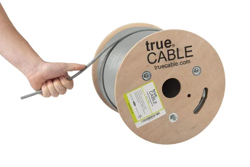 Vista 17 de TRUE CABLE Cable Ethernet a granel de elevación blindada Cat6 (CMR), 1000 pies, negro, cobre desnudo sólido 23 AWG, 550 MHz, escudo total de papel