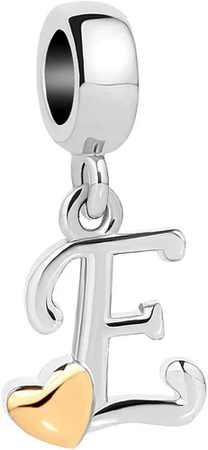 Vista 9 de Abalorio de letra inicial de la A a la Z para pulseras Pandora para mujeres, alfabeto familiar, corazón dorado, Navidad, cumpleaños