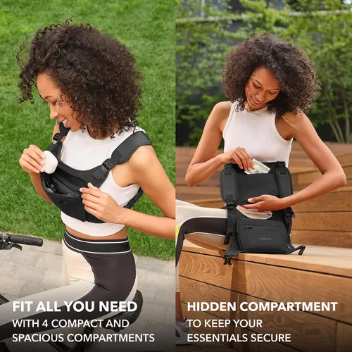 Vista 4 de Trailoom Paquete de cofre para correr, chaleco reflectante, repelente al agua, soporte para teléfono, bolsa de entrenamiento para corredores