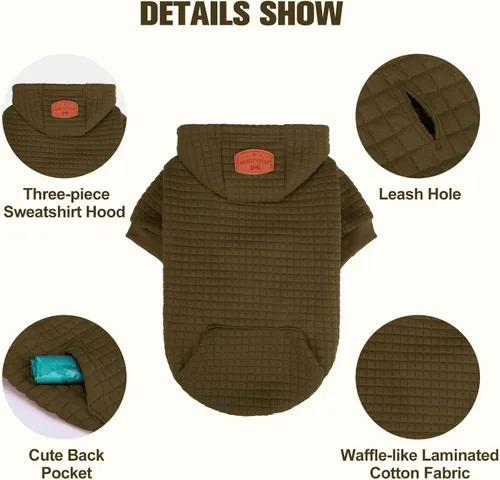 Vista 4 de BEAUTYZOO - Sudadera con capucha para perros con agujero para correa y bolsillo, suéteres para perros pequeños, medianos y grandes, niños y niñas