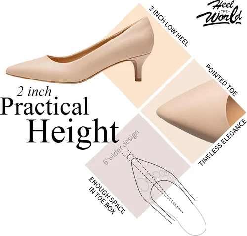 Vista 3 de Heel The World Zapatos de tacón para mujer con tacones de gatito de 2 pulgadas, cómodos zapatos de vestir para bodas y fiestas u oficina