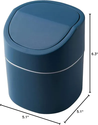 Vista 6 de Mini bote de basura con tapa para escritorio, pequeño bote de basura para tocador de baño, escritorio, mesa o mesa de centro, desecha rondas