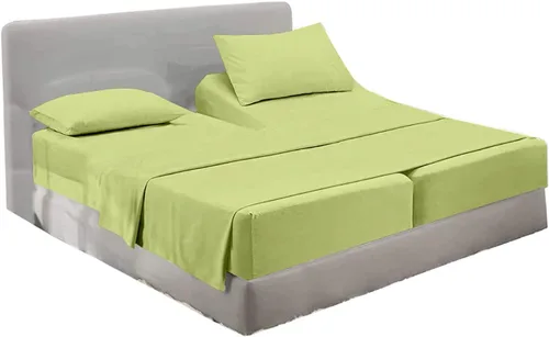 Vista 47 de Juego de sábanas divididas tamaño Queen para cama ajustable, juego de sábanas divididas de 5 piezas para cama Queen dividida de 600 hilos, 100%