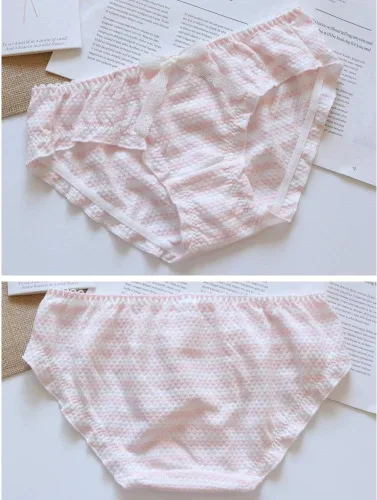 Vista 5 de Bragas japonesas a rayas bikini de algodón Anime azul rosa Cosplay ropa interior 2 unidades calzoncillos