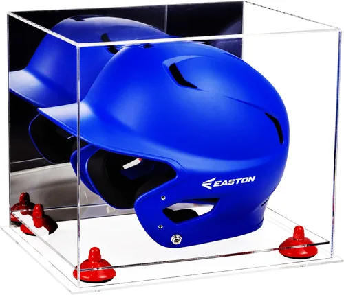 Vista 68 de Better Display Cases Vitrina acrílica para casco de bateo de béisbol con espejo, elevadores rosados, montaje en pared y base de espejo (V22/A012)