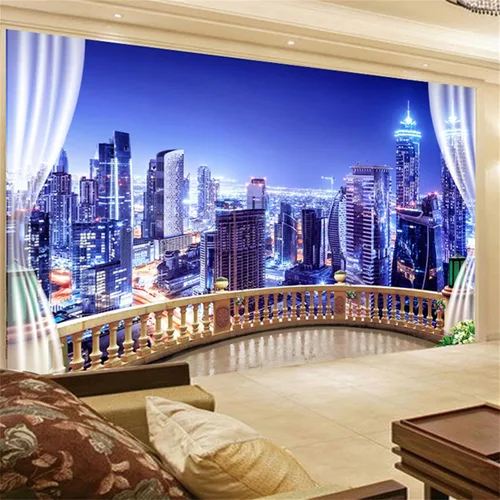 Vista 18 de Murales de pared 3D de ciudad en blanco y negro, papel tapiz de arquitectura retro, murales panorámicos extraíbles, adecuado para decoración