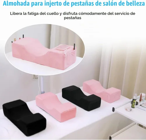 Vista 6 de Cómoda almohada de cuello de extensión de pestañas, almohada de contorno de cuello de espuma viscoelástica para apoyo para dormir, almohada de Rosa