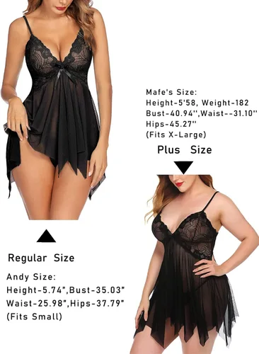 Vista 7 de Avidlove - Babydoll para mujer, prenda ajustada de encaje, ropa de dormir, prendas estilo Boudoir, ropa intima femenina disponible en tallas