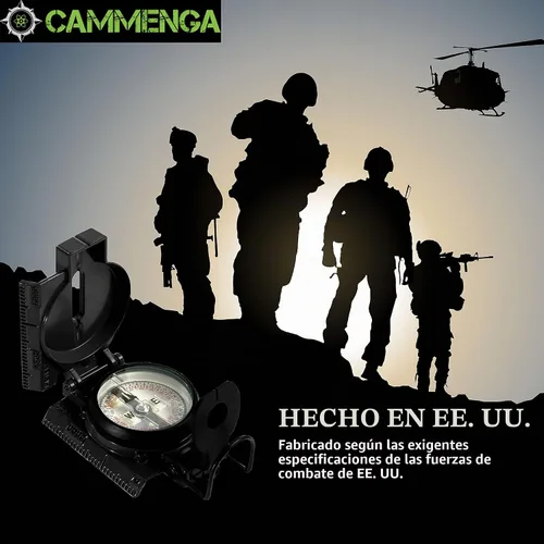 Vista 5 de Cammenga Brújula Lensática de Tritio Oficial del Ejército de EE. UU., Brújulas de Mano Impermeables y Precisas con Funda para Senderismo, Camping