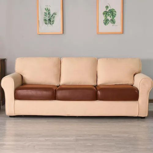 Vista 5 de vctops Fundas de cojín 100% impermeables de piel sintética para sofá, cojín elástico de lujo, protector de muebles, funda de asiento lavable, funda