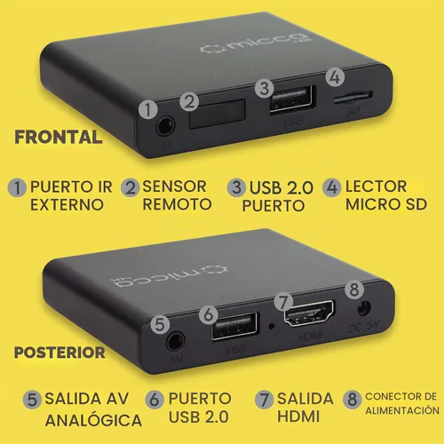 Vista 6 de Micca G3 2K Quad-HD USB y reproductor de medios microSD, 4K HDMI