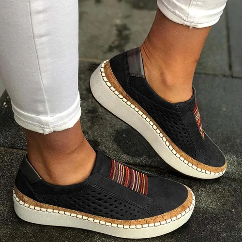 Vista 5 de Zapatos deportivos ortopédicos casuales de alta calidad para mujer, sandalias de plataforma ortopédicas sin cordones, zapatos casuales planos de moda