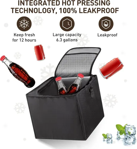 Vista 3 de HIRALIY Organizador de almacenamiento para maletero de automóvil 4 en 1 con bolsa enfriadora a prueba de fugas, caja de almacenamiento plegable