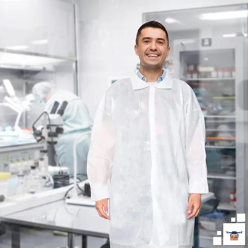 Vista 7 de EZGOODZ Abrigo de laboratorio desechable blanco grande, paquete de 10 abrigos de laboratorio desechables para adultos, abrigo de laboratorio