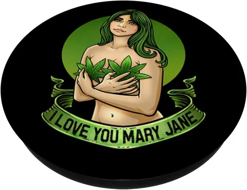 Vista 2 de I Love You Mary Jane Cannabis THC CBD - PopSockets de cáñamo intercambiables PopGrip