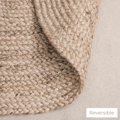 Vista 4 de RAJRANG Alfombra de yute natural de 2 x 3 pies, ovalada, reversible, para dormitorio, cocina, sala de estar