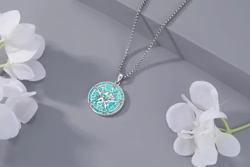 Vista 118 de Joyas de turquesa para mujeres y hombres de plata de ley 925 con colgante de urna para cenizas, collar con medallón de imagen, martillo de Thor