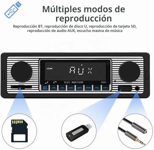 Vista 6 de Radio clásica de coche DIN simple de 7 pulgadas, estéreo de coche Bluetooth, radio FM, receptor de audio para automóvil, control de voz, llamadas