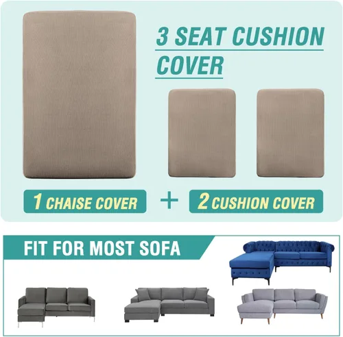 Vista 111 de OKYUK Fundas para sofá modular, 3 piezas, fundas de cojín de terciopelo para sofá, en forma de L, funda de cojín separado para sofá, protector