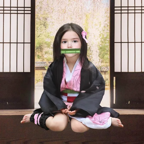 Vista 5 de Kamado Anime Cosplay Costume Kimono Outfit, Anime Costume Kids Halloween Costume, Halloween Costume for Boys Girls