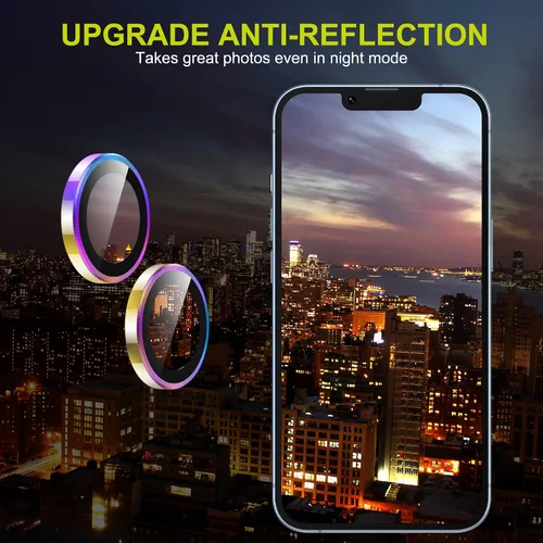 Vista 4 de WSKEN Protector de lente de cámara para iPhone 14 Plus (6.7 pulgadas) / iPhone 14 (6.1 pulgadas), modo de disparo nocturno, protector de pantalla