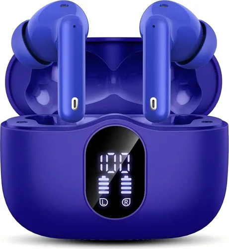 Vista 9 de Auriculares inalámbricos, Auriculares Bluetooth 5.4 con graves estéreo, Auriculares intrauriculares con micrófono de cancelación de ruido y pantalla