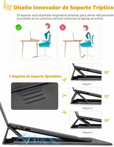 Vista 2 de HYZUO Funda para portátil de 15 pulgadas con soporte ajustable, gris Gris espacial
