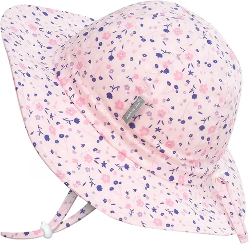 Vista 8 de JAN & JUL Sombrero de sol ajustable de algodón con protección UPF 50+ para niñas Tropical Fresco