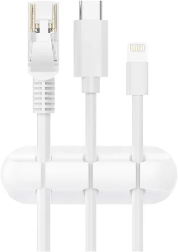 Vista 6 de SOULWIT Clips de soporte para cables, paquete de 3 clips organizadores de cables de silicona autoadhesivos para escritorio, cable de carga USB