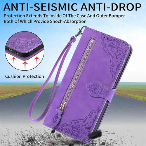 Vista 6 de Funda compatible con Xiaomi Poco X3 GT, cartera con cremallera, compatible con Redmi Note 10 Pro (China) 5G de piel sintética con cierre magnético